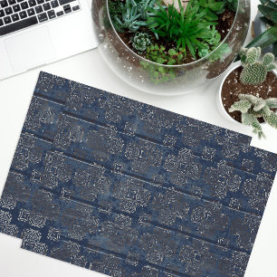 Papier Mousseline Dégas Rustique Indigo Bleu Sur Bois Écrayé