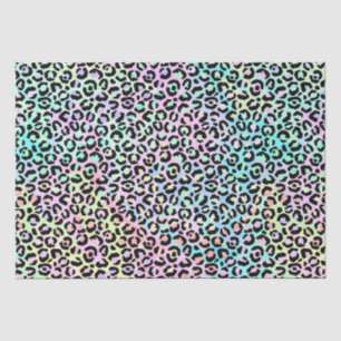 Papier Mousseline Dégradé iridescent arc-en-ciel et taches de léopar