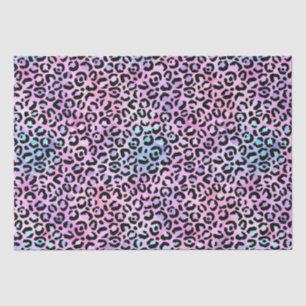 Papier Mousseline Dégradé iridescent arc-en-ciel et taches de léopar