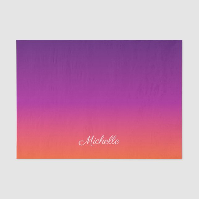 Papier Mousseline dégradé violet, rose et orange foncé (Recto)