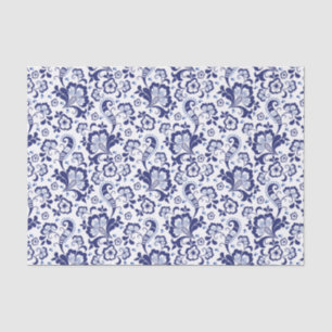 Papier Mousseline Delfts Blauw Delft Blue Floral Hollandais Mariag