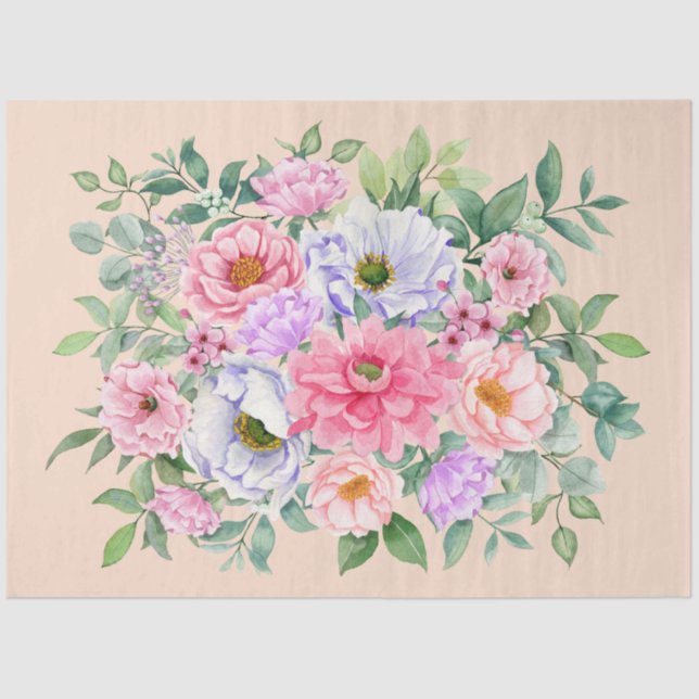 Papier Mousseline Délicat été Fleurs de Jardin Découpage (Recto)