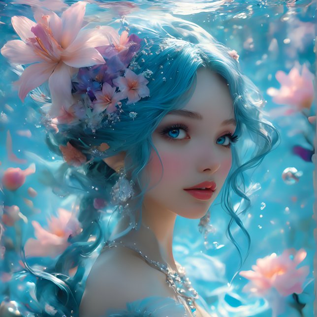 Papier Mousseline Delicate Icy Blue Mermaid Decoupage Paper v1 (Créateur téléchargé)