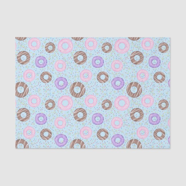 Papier Mousseline Delicious Donuts Tissue Paper on Blue (Recto)