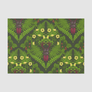 Papier Mousseline Dendroctones et fougères, feuilles verts