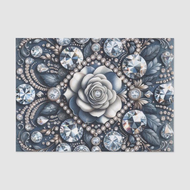 Papier Mousseline Denim & Diamond Glam Bling Rose Bijoux (Recto)