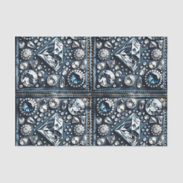 Papier Mousseline Denim & Diamonds Bling Bijou Glamour Bijoux (Recto)