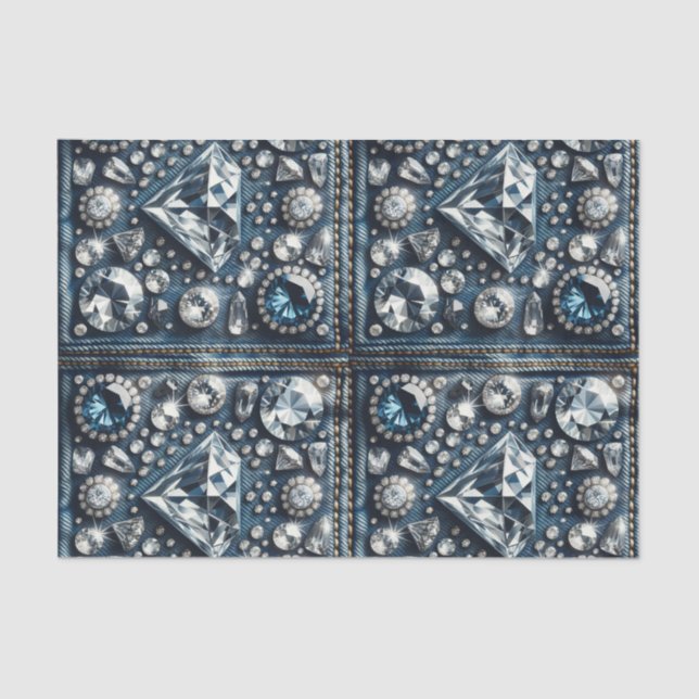 Papier Mousseline Denim & Diamonds Bling Gemstone Glam Jewes (Recto)