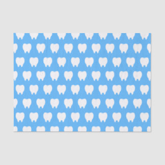 Papier Mousseline Dent simple blanche avec motif bleu clair – Propre