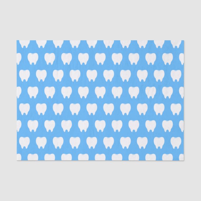 Papier Mousseline Dent simple blanche avec motif bleu clair – Propre (Recto)