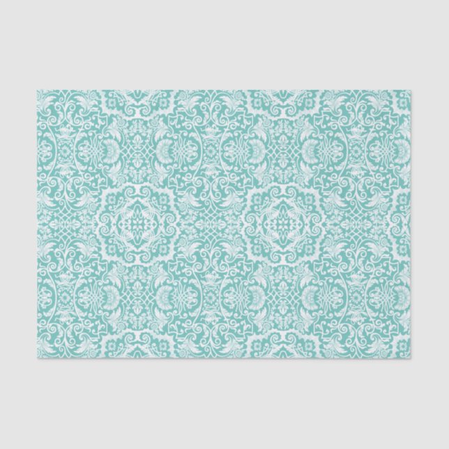 Papier Mousseline Dentelle blanche Damask Brocade Cadeau ou Découpag (Recto)