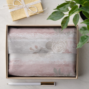 Papier Mousseline Dentelle et bande de Rose poussiéreux