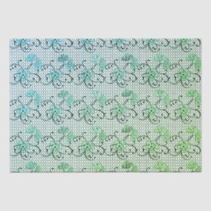 Papier Mousseline Dentelle Florale Motif Bleu Et Vert