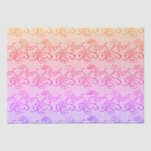 Papier Mousseline Dentelle florale Motif nuances rose et orange