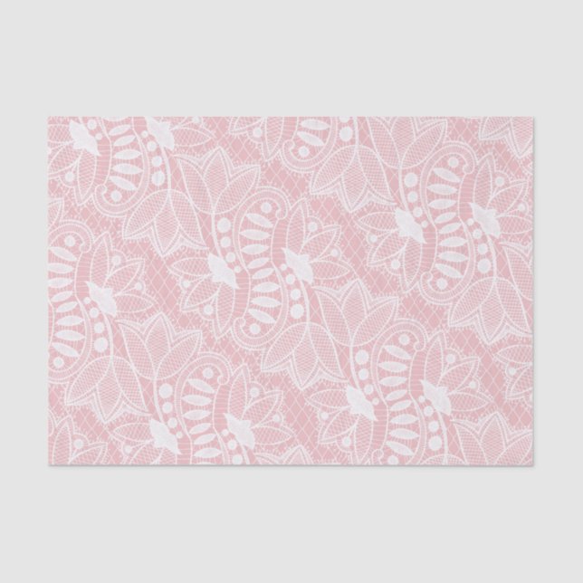 Papier Mousseline Dentelle florale rose (Recto)