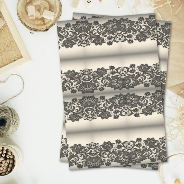 Papier Mousseline dentelle noire (black lace tissue paper)