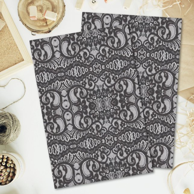 Papier Mousseline dentelle noire parisienne (trendy bohemian girly Parisian black lace Tissue Paper)