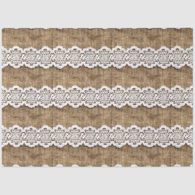 Papier Mousseline Dentelle sur Burlap Motif Mobilier Découpage (Recto)