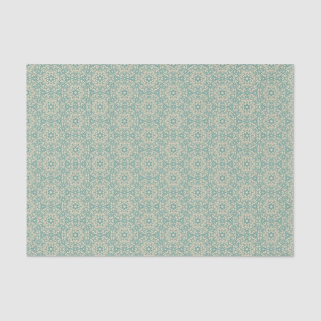 Papier Mousseline Dentelle Turquoise Fleur de dentelle Moderne Prair (Recto)
