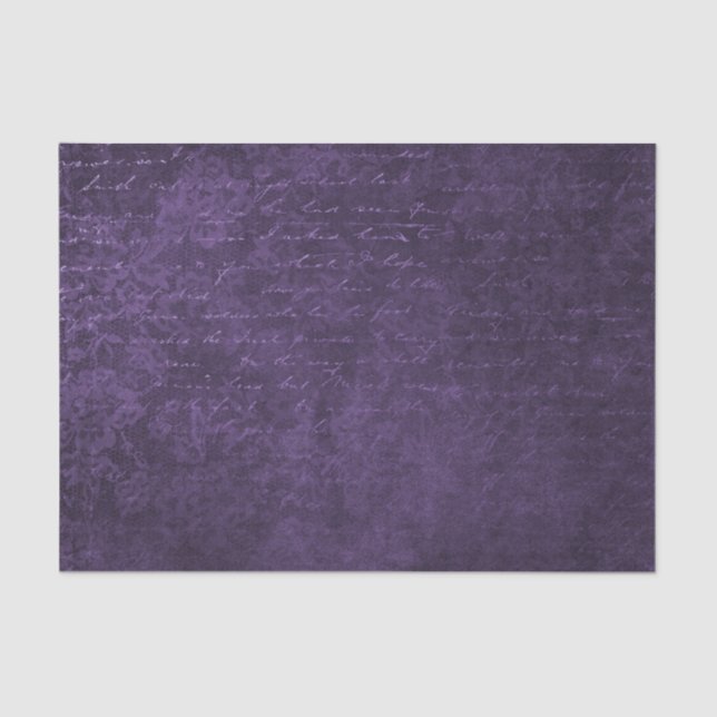 Papier Mousseline Dentelle violette et collage de script (Recto)