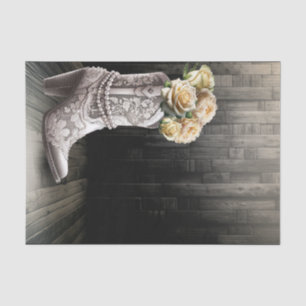 Papier Mousseline Dentelles et perles de fille Bottes Fleurs blanche