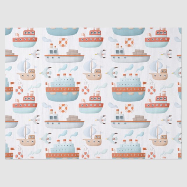 Papier Mousseline Des cargos et des oiseaux sur la page de découpage (Recto)