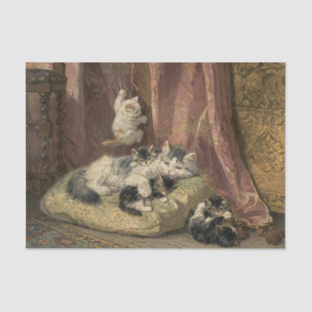 Papier Mousseline Des chatons en jeu par Henriette Ronner-Knip (Recto)