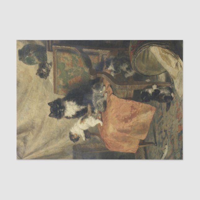 Papier Mousseline Des chatons en jeu par Henriette Ronner-Knip (Recto)