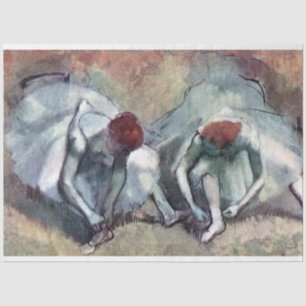 Papier Mousseline Des danseurs nouent leurs chaussures, Edgar Degas