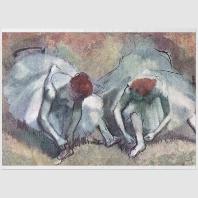 Papier Mousseline Des danseurs nouent leurs chaussures, Edgar Degas (Recto)