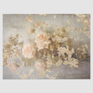 Papier Mousseline Des ornements baroques d'or rougissent les roses f