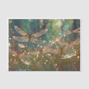 Papier Mousseline Des prairies matinales scintillantes, des libellul
