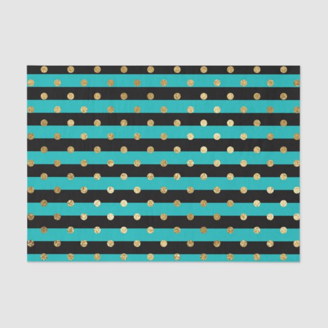 Papier Mousseline Des rayures turquoise avec fête d'anniversaire Poi (Recto)