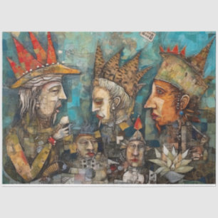 Papier Mousseline Des Rois Étrangers Hommes Sous La Mer Collage Déco