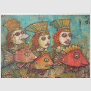 Papier Mousseline Des Rois Étrangers Hommes Sous La Mer Collage Déco
