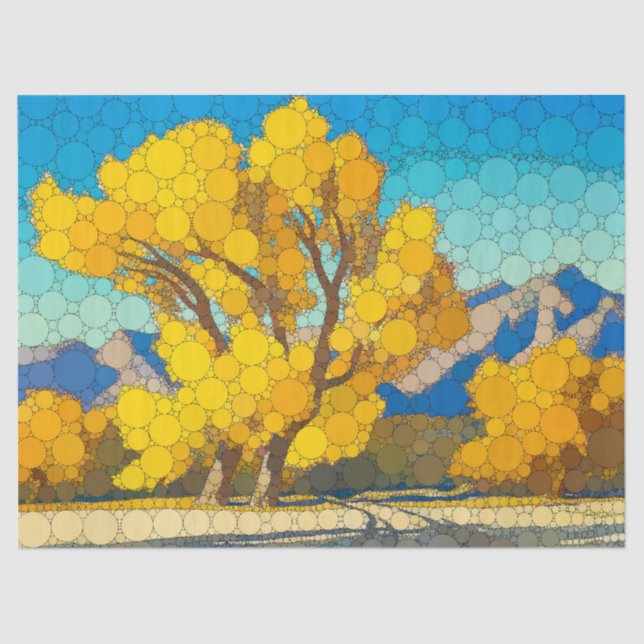 Papier Mousseline Desert Cottonwoods par After Maynard Dixon (Recto)
