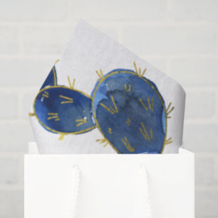 Papier Mousseline Désert de Cactus Bleu Chic Sud-Ouest Voyage 