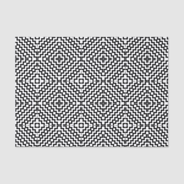 Papier Mousseline Design aztèque noir et blanc (Recto)