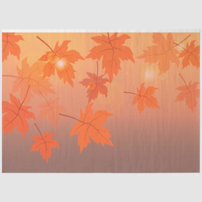Papier Mousseline Design d'automne avec feuilles d'érable et effet b (Recto)