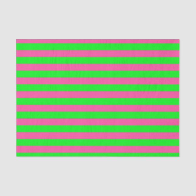 Papier Mousseline Design de bandes rose et verte (Recto)