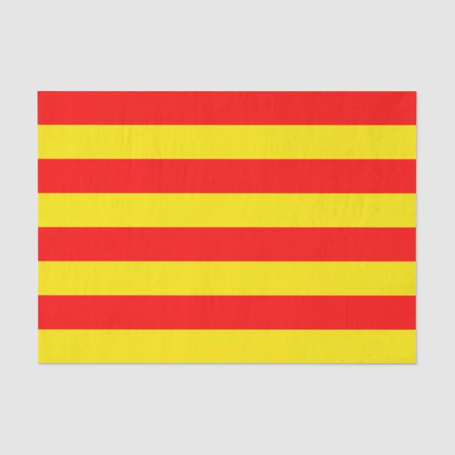 Papier Mousseline Design de bandes rouge et jaune (Recto)