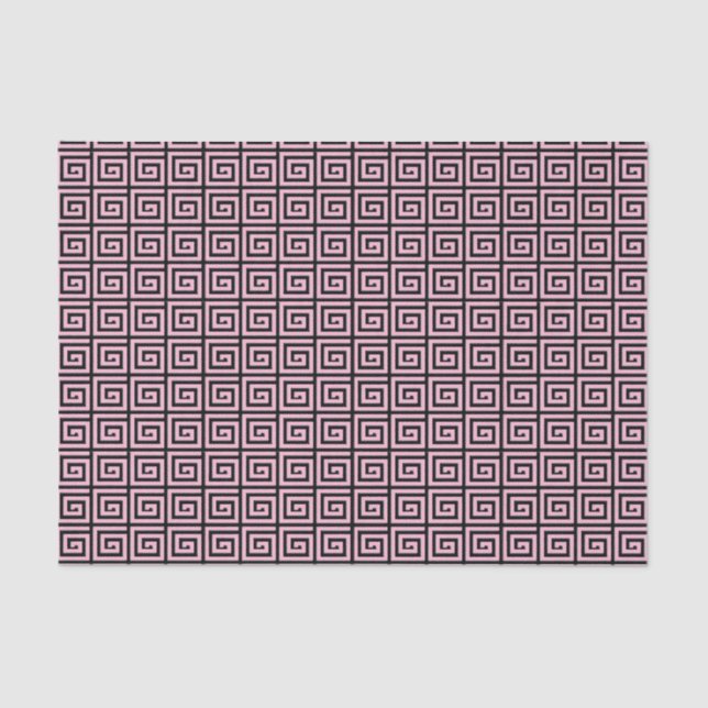 Papier Mousseline Design de clé grecque - rose et noir (Recto)