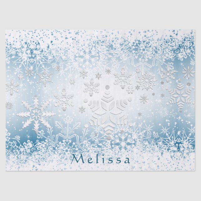 Papier Mousseline Design de flocon de neige d'hiver - Personnaliser (Recto)