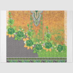 Papier Mousseline design d'un mur vert et jaune suspendu