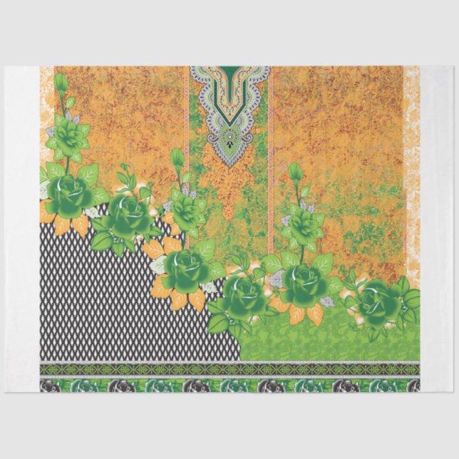 Papier Mousseline design d'un mur vert et jaune suspendu (Recto)