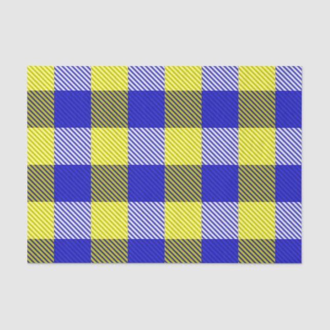 Papier Mousseline Design En vichy jaune bleu (Recto)