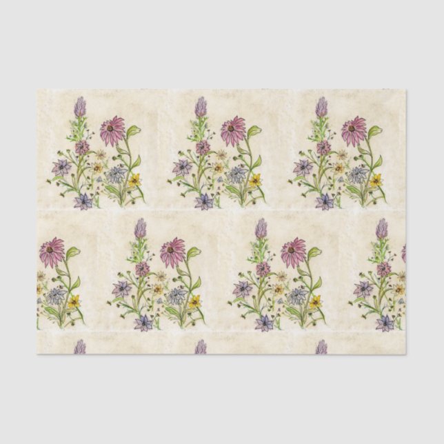 Papier Mousseline Design Fleur sauvage sauvage sur papier de tissu (Recto)