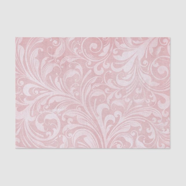 Papier Mousseline Design fleuri rose dénudé (Recto)