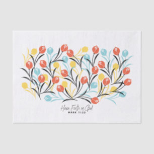 Papier Mousseline Design floral Motif de Tulipe en blanc