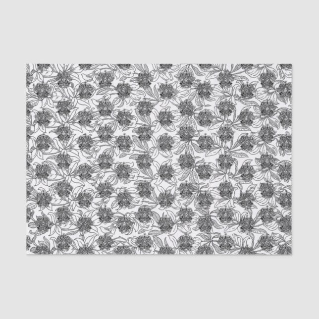 Papier Mousseline Design ornemental victorien noir et blanc (Recto)